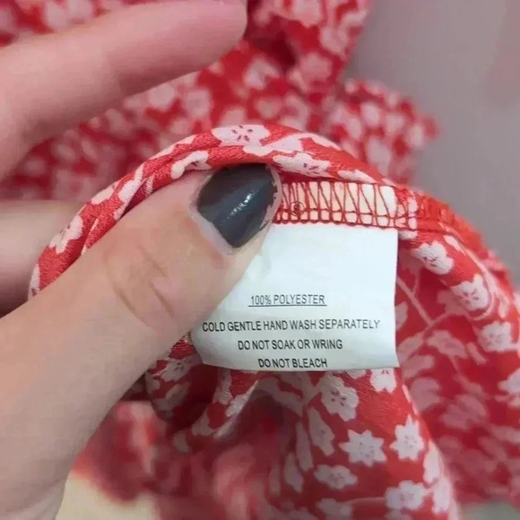 Saints + Secrets Red Floral Wrap Mini Dress - Picture 4 of 9